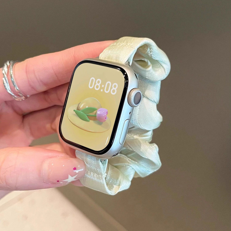 Scrunchie din chiffon Ice Silk pentru femei; Materialul curelei: Shell; Stil: afaceri; Tip închidere: vezi detalii; Modele compatibile: Alte