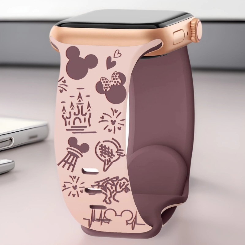 Silikonska narukvica za Apple Watch s graviranim dizajnom zamka u parka stilu i kopčom leptir