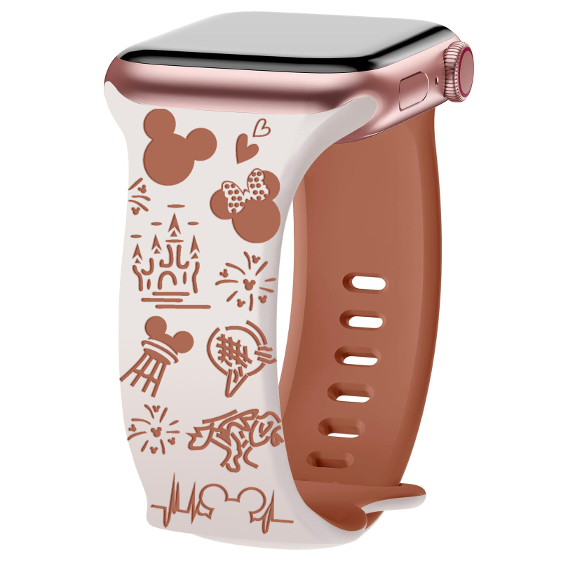 Silikonska narukvica za Apple Watch s graviranim dizajnom zamka u parka stilu i kopčom leptir