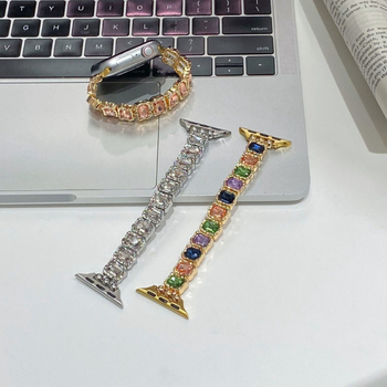Brățară de ceas compatibilă cu Apple Watch, Huawei GT5 și Xiaomi 89Pro — elastică cu rhinestones; Material: aliaj de zinc cu cristale; lățime interfețe: 14 mm; stil: la modă; cataramă: buclă unică