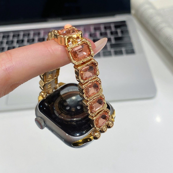 Brățară de ceas compatibilă cu Apple Watch, Huawei GT5 și Xiaomi 89Pro — elastică cu rhinestones; Material: aliaj de zinc cu cristale; lățime interfețe: 14 mm; stil: la modă; cataramă: buclă unică