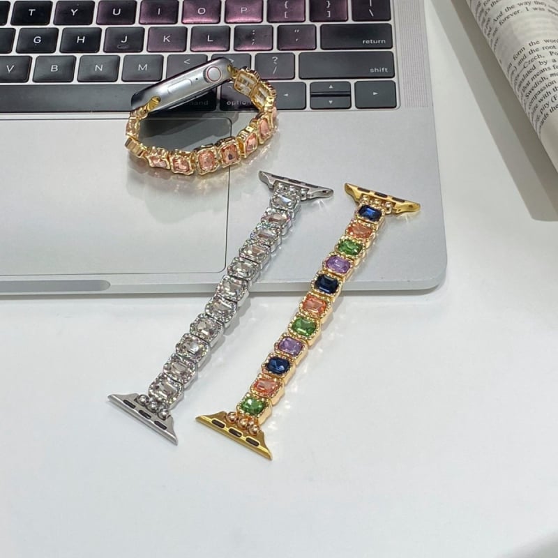 Brățară de ceas compatibilă cu Apple Watch, Huawei GT5 și Xiaomi 89Pro — elastică cu rhinestones; Material: aliaj de zinc cu cristale; lățime interfețe: 14 mm; stil: la modă; cataramă: buclă unică