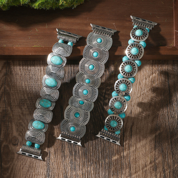 Boho stil turkiznih perli elastična narukvica za Apple Watch