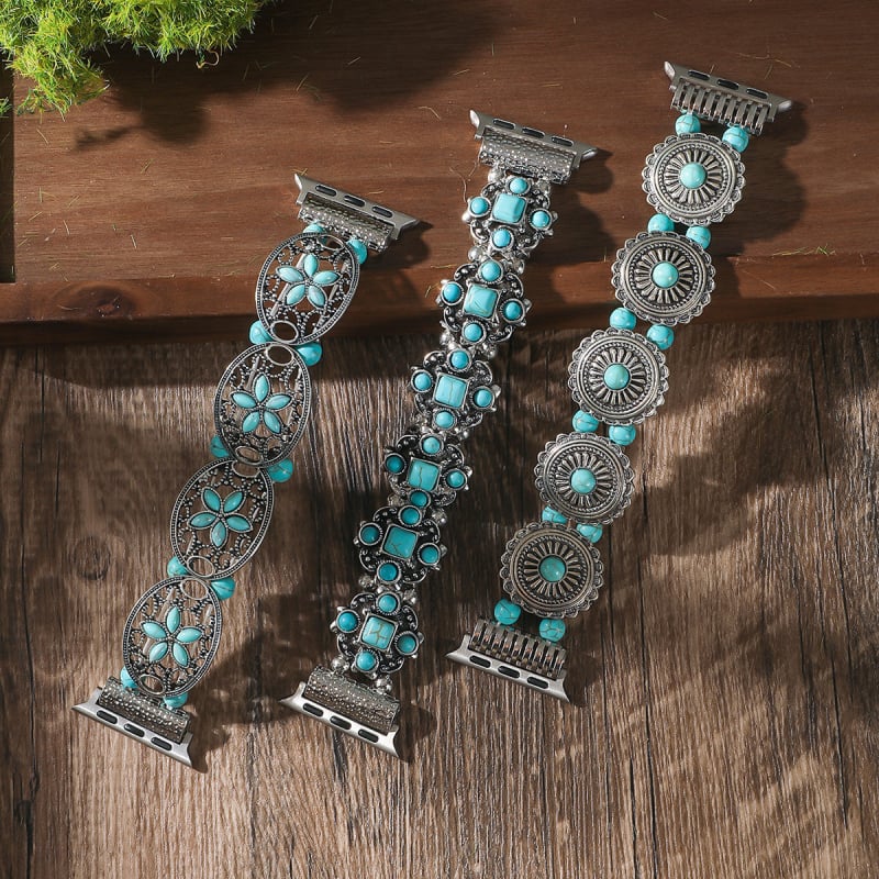 Boho stil turkiznih perli elastična narukvica za Apple Watch