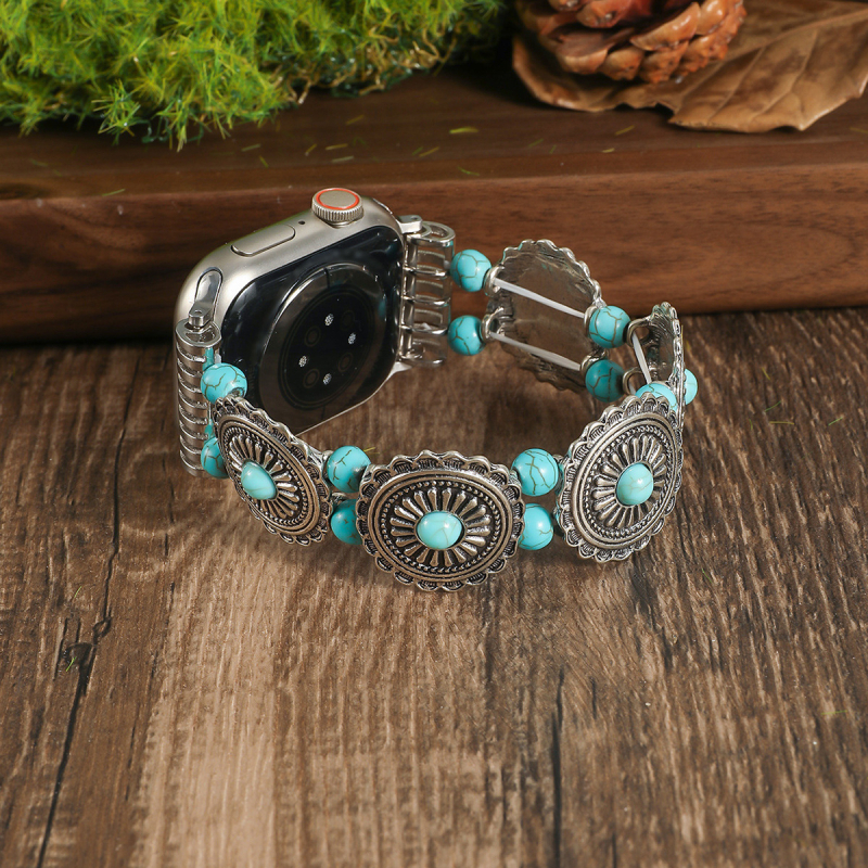 Boho stil turkiznih perli elastična narukvica za Apple Watch