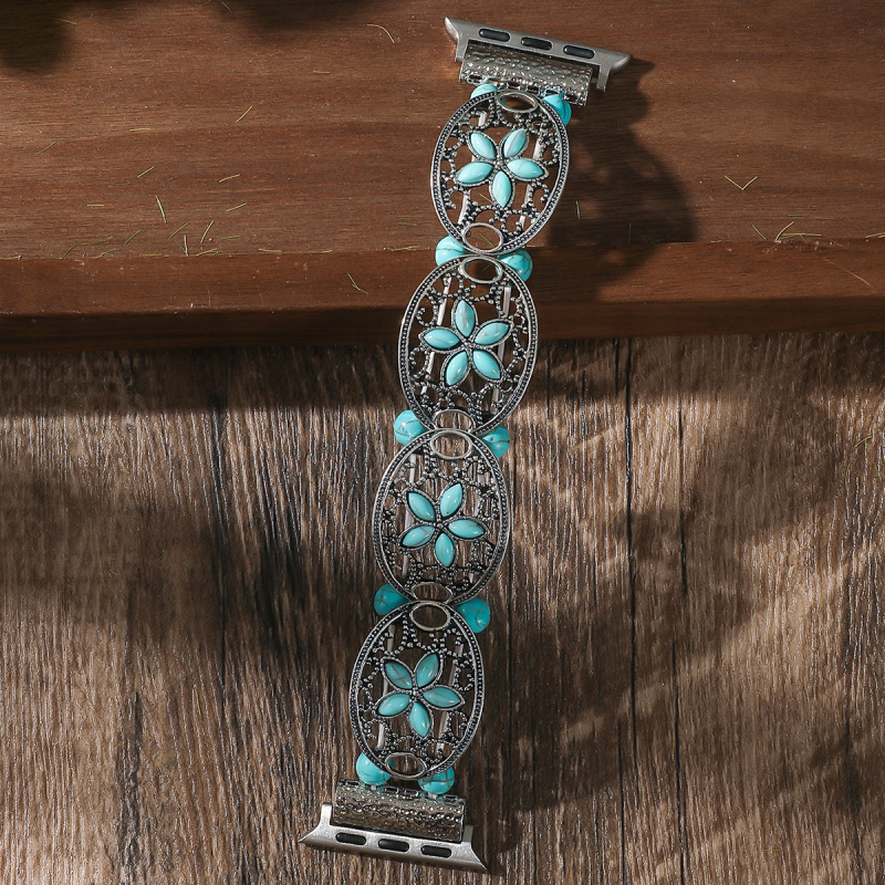 Boho stil turkiznih perli elastična narukvica za Apple Watch