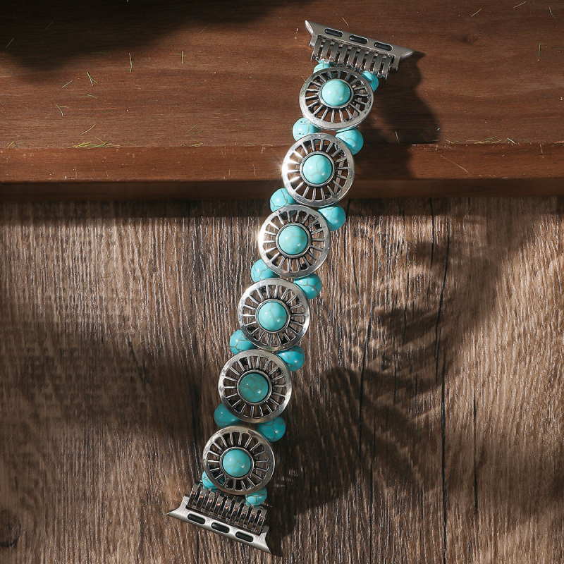 Boho stil turkiznih perli elastična narukvica za Apple Watch