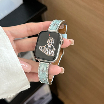 Kožna narukvica za iWatch S10 s emajliranim dizajnom srca — opća kompatibilnost, materijal: koža, stil: modan