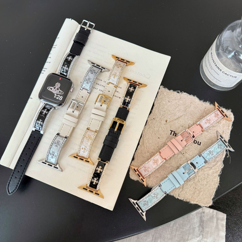 Kožna narukvica za iWatch S10 s emajliranim dizajnom srca — opća kompatibilnost, materijal: koža, stil: modan