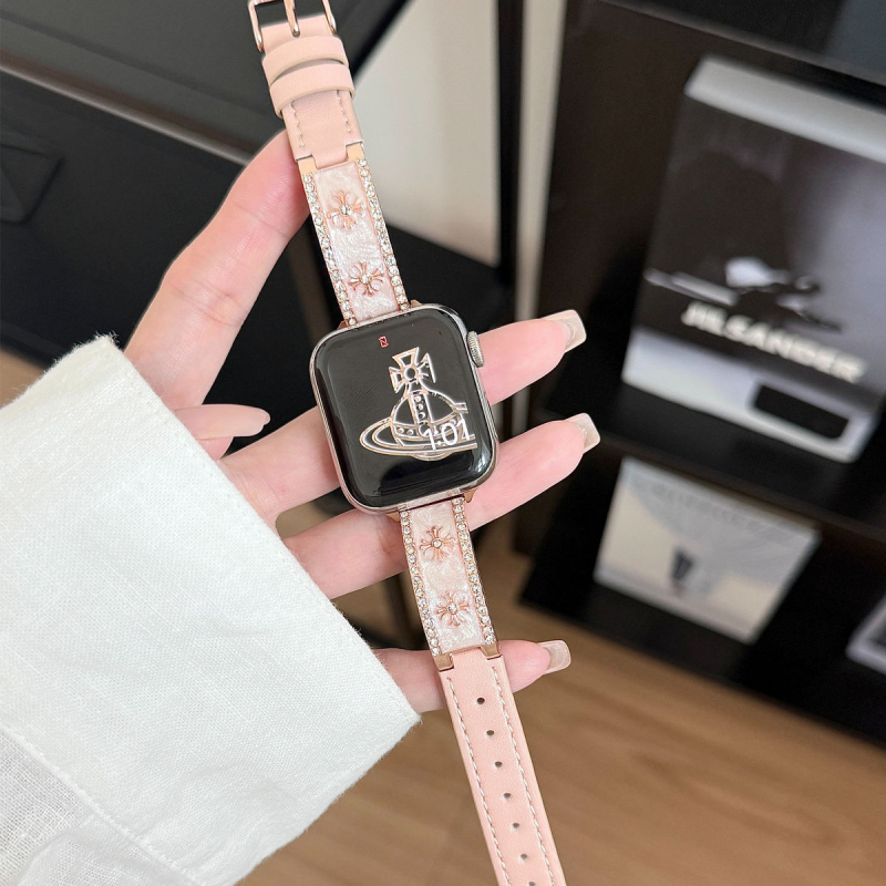 Kožna narukvica za iWatch S10 s emajliranim dizajnom srca — opća kompatibilnost, materijal: koža, stil: modan