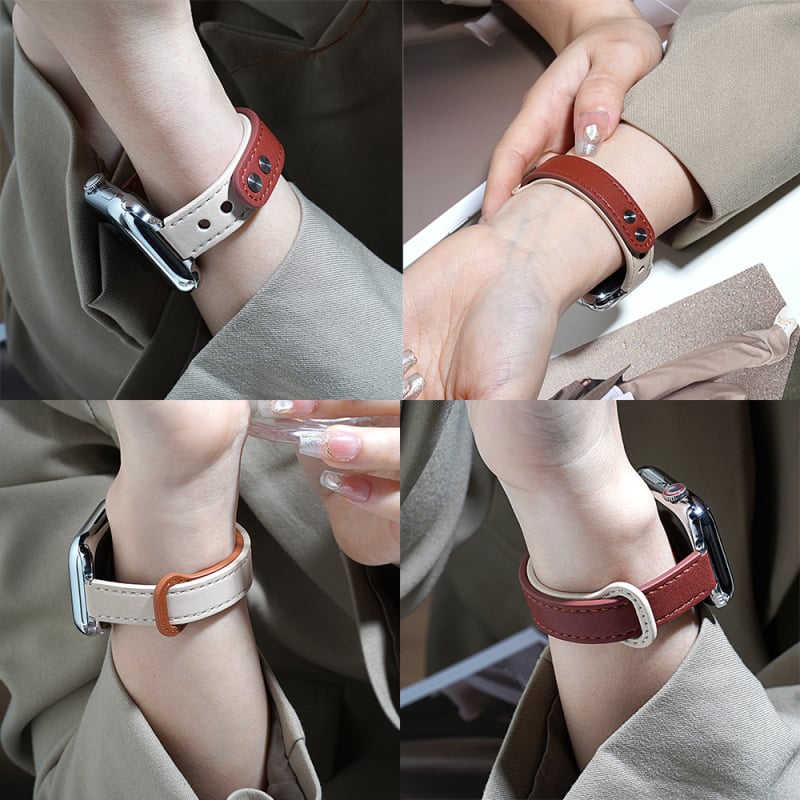 Valódi bőrből készült Apple Watch szíj dupla csattal, divatos dizájn, kompatibilis az Apple Watch-hoz