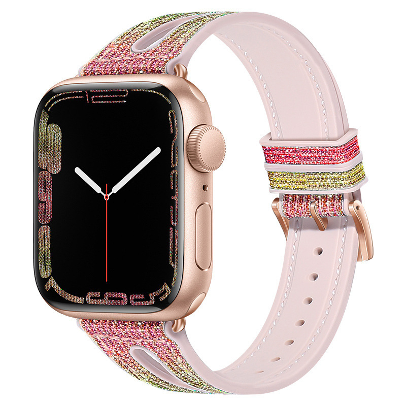 Silikonski kaiš za Apple Watch sa šljokicama i gradijentnim kamuflažnim izgledom, 22 mm, 228×20×2 mm, 20 g