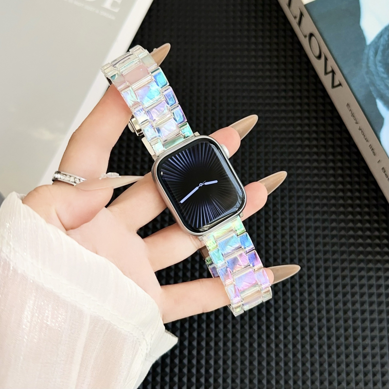 Curea pentru Apple Watch Series 11 – curea cu laser, design transparent cu cuburi de gheață (Brand: Neutral; Material: Altul; Stil: Modern; Mărci private autorizate: Da)