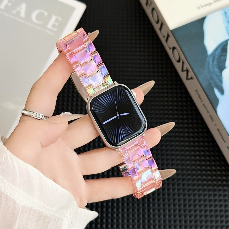 Curea pentru Apple Watch Series 11 – curea cu laser, design transparent cu cuburi de gheață (Brand: Neutral; Material: Altul; Stil: Modern; Mărci private autorizate: Da)