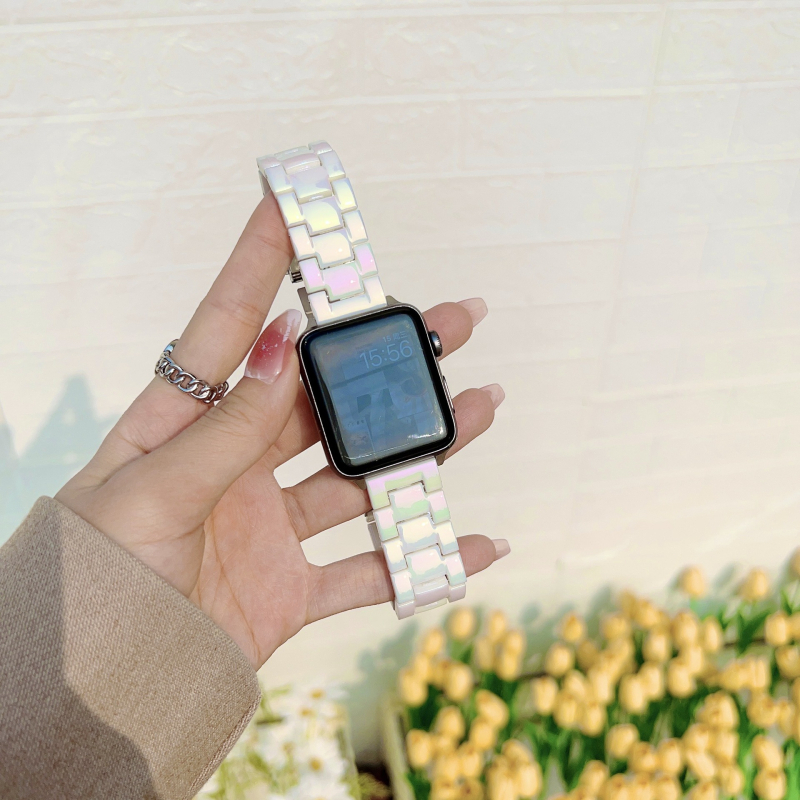 Curea pentru Apple Watch Series 11 – curea cu laser, design transparent cu cuburi de gheață (Brand: Neutral; Material: Altul; Stil: Modern; Mărci private autorizate: Da)