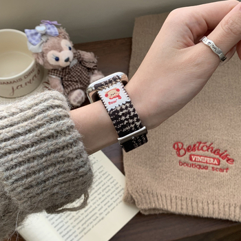 Curea de ceas Bear Woolen Leather pentru Apple Watch – interfață de 12mm, stil modern, compatibilă cu iWatch S10 S98Se Xiaomi 9Pro