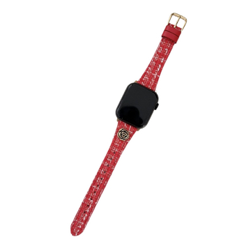 Λουρί Apple Watch Series 9 από μαλλί και δέρμα, με μοτίβο καμέλια, μοντέρνος σχεδιασμός