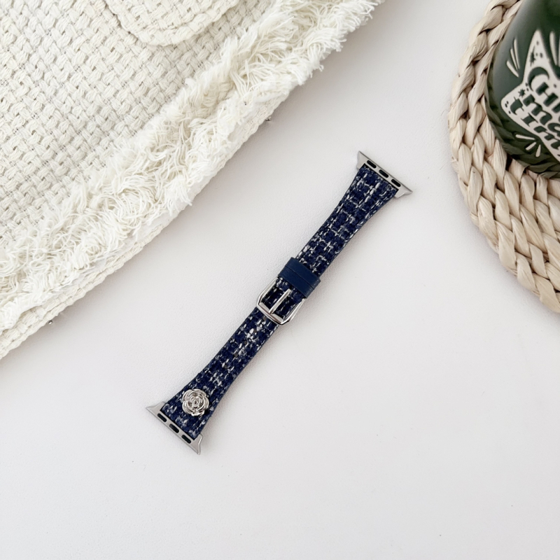 Λουρί Apple Watch Series 9 από μαλλί και δέρμα, με μοτίβο καμέλια, μοντέρνος σχεδιασμός