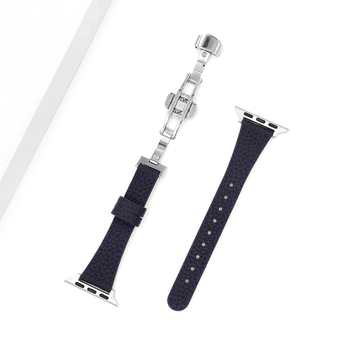 Tanki kožni remen za sat s kopčom leptir, kompatibilan s Apple Watch S11/SE, koža s pebble teksturom, 18 mm spoj