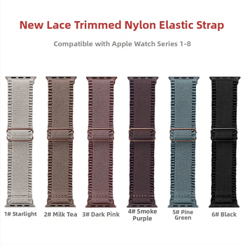 Najlonski pleteni remen s čipkastim rubom za Apple Watch, kompatibilan sa serijama 1–11, Ultra 3 i SE 3