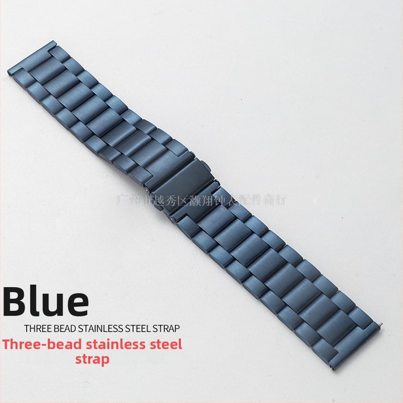 Каишка за часовник от неръждаема стомана с три мъниста, съвместима с Apple Watch, Samsung и Huawei GT3