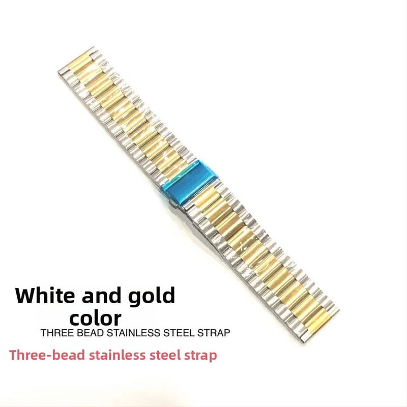 Каишка за часовник от неръждаема стомана с три мъниста, съвместима с Apple Watch, Samsung и Huawei GT3