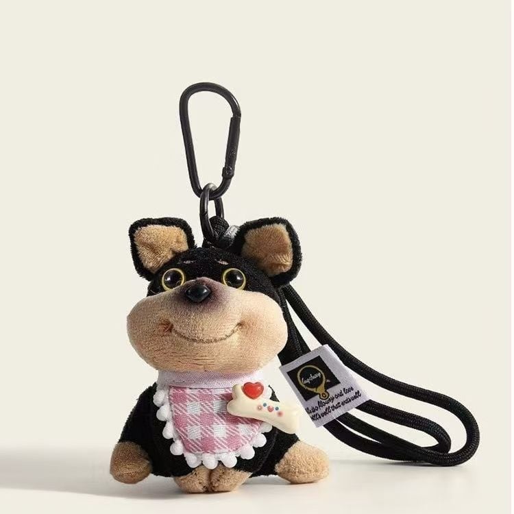 Bee-Dog Плюшена ключодържател за чанти, Карикатурен дизайн, PP памук пълнеж, Къса плюш, За възраст 14+