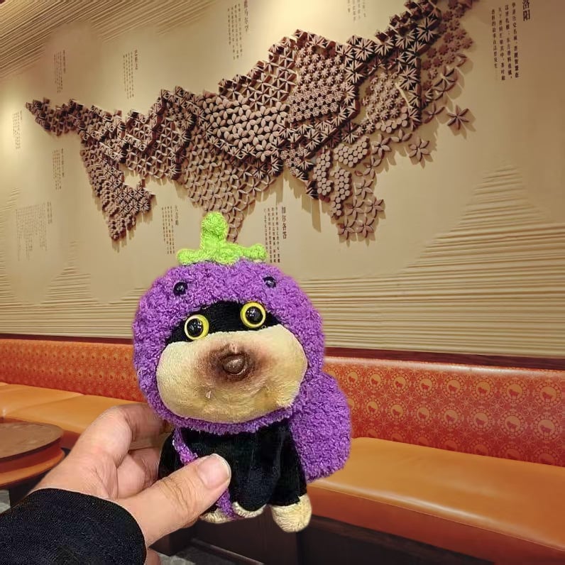 Bee-Dog Плюшена ключодържател за чанти, Карикатурен дизайн, PP памук пълнеж, Къса плюш, За възраст 14+