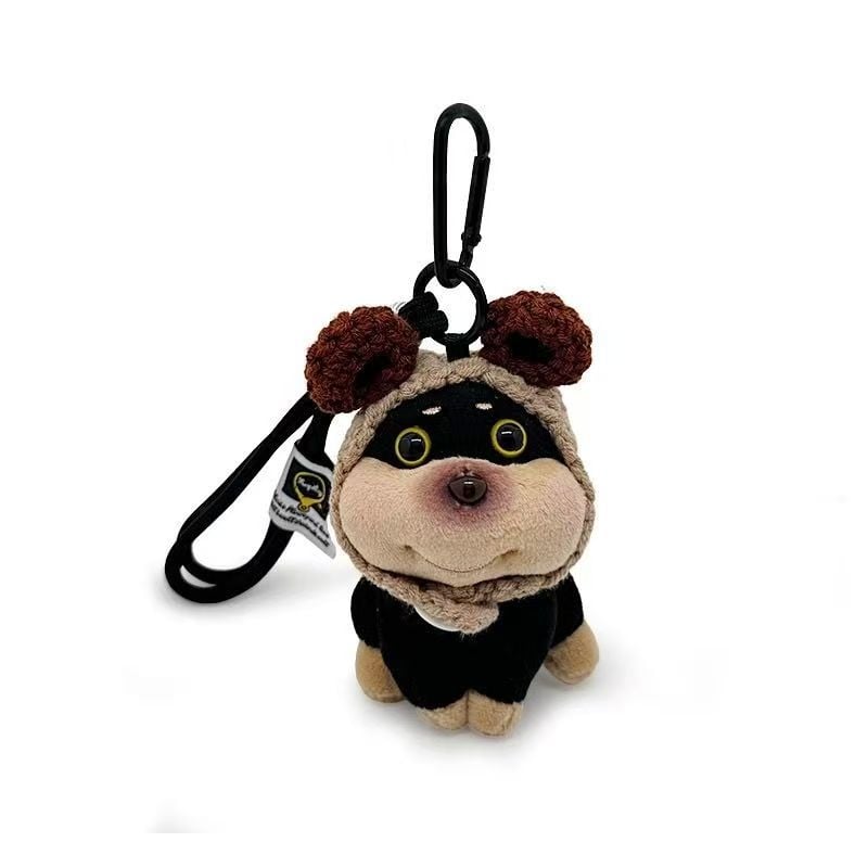Bee-Dog Плюшена ключодържател за чанти, Карикатурен дизайн, PP памук пълнеж, Къса плюш, За възраст 14+
