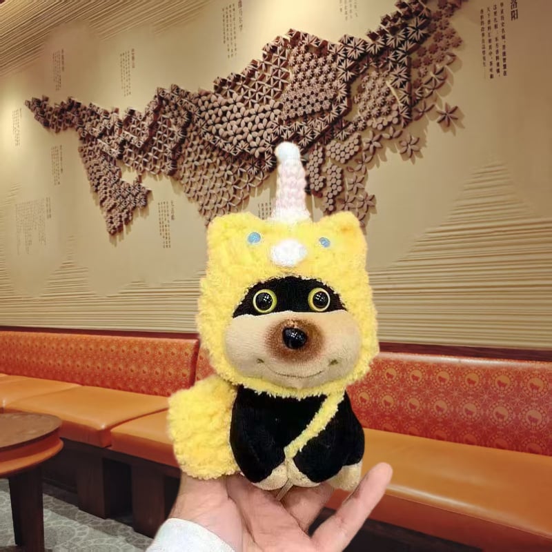 Bee-Dog Плюшена ключодържател за чанти, Карикатурен дизайн, PP памук пълнеж, Къса плюш, За възраст 14+