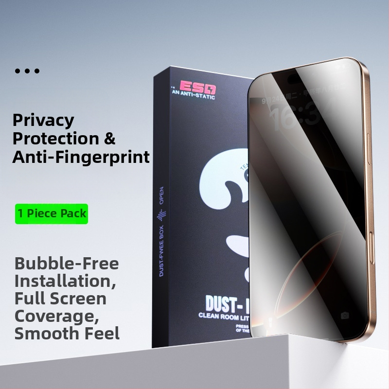 Temperēta stikla ekrāna aizsargs iPhone 14 Pro Max – priekšējā plēve, HD skaidrība, Anti-Peep, putekļu izturība