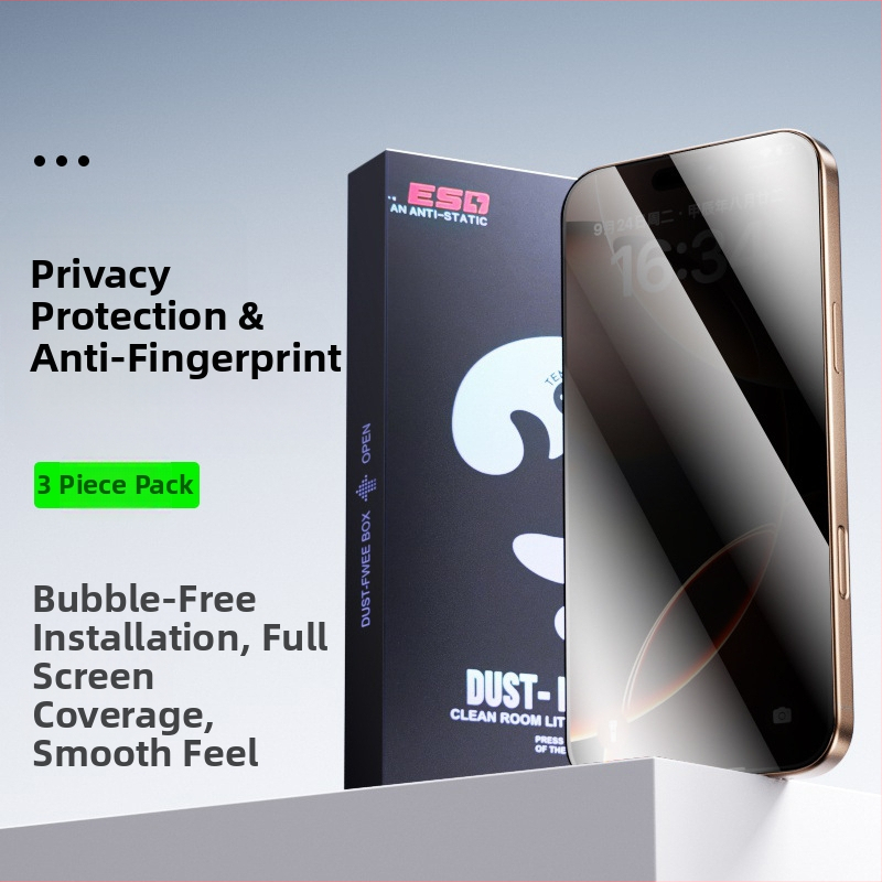 Temperēta stikla ekrāna aizsargs iPhone 14 Pro Max – priekšējā plēve, HD skaidrība, Anti-Peep, putekļu izturība