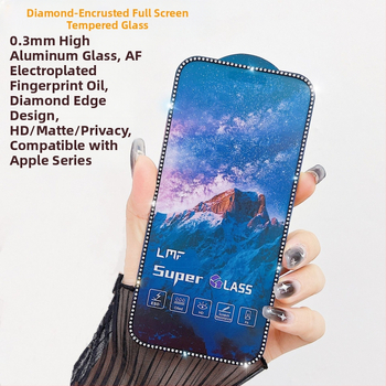 Dimanta iegravēts stikla ekrāna aizsargs priekš iPhone 14 Pro Max – HD, pret pirkstu nospiedumiem, pret spiegošanu, Pilns ekrāns