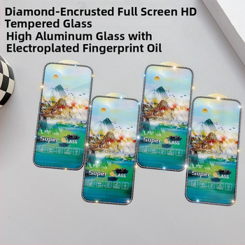 Dimanta iegravēts stikla ekrāna aizsargs priekš iPhone 14 Pro Max – HD, pret pirkstu nospiedumiem, pret spiegošanu, Pilns ekrāns