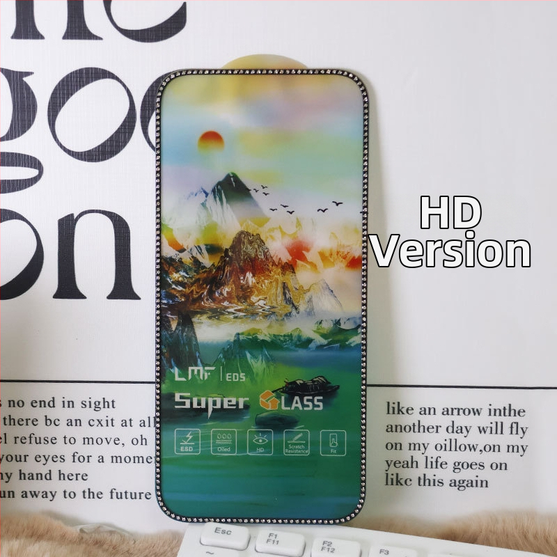 Dimanta iegravēts stikla ekrāna aizsargs priekš iPhone 14 Pro Max – HD, pret pirkstu nospiedumiem, pret spiegošanu, Pilns ekrāns