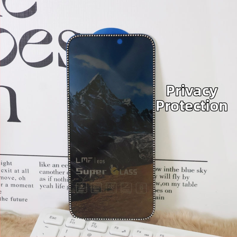 Dimanta iegravēts stikla ekrāna aizsargs priekš iPhone 14 Pro Max – HD, pret pirkstu nospiedumiem, pret spiegošanu, Pilns ekrāns