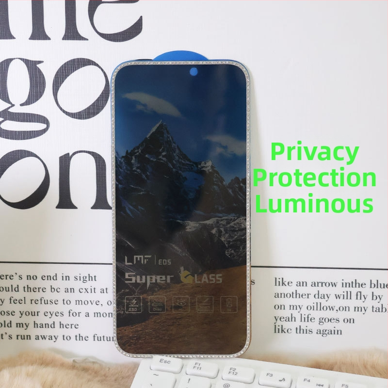 Dimanta iegravēts stikla ekrāna aizsargs priekš iPhone 14 Pro Max – HD, pret pirkstu nospiedumiem, pret spiegošanu, Pilns ekrāns