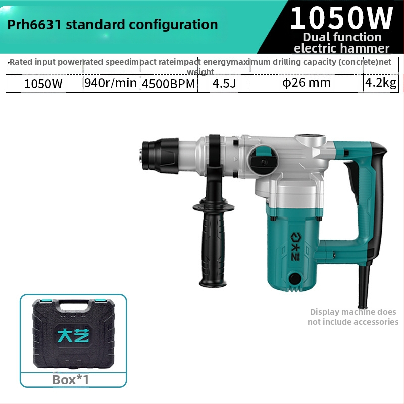 Dayi kvadrātiska roktura elektriskais sitējs urbjmašīna, 2 režīmi: sitiena urbšana, 220V AC