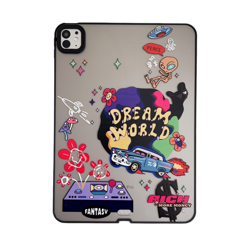 TX iPad Pro védőtok – átlátszó kemény héj, dombornyomott mesés hercegnő dizájn, TPE anyag, hordozható ütésálló védelem