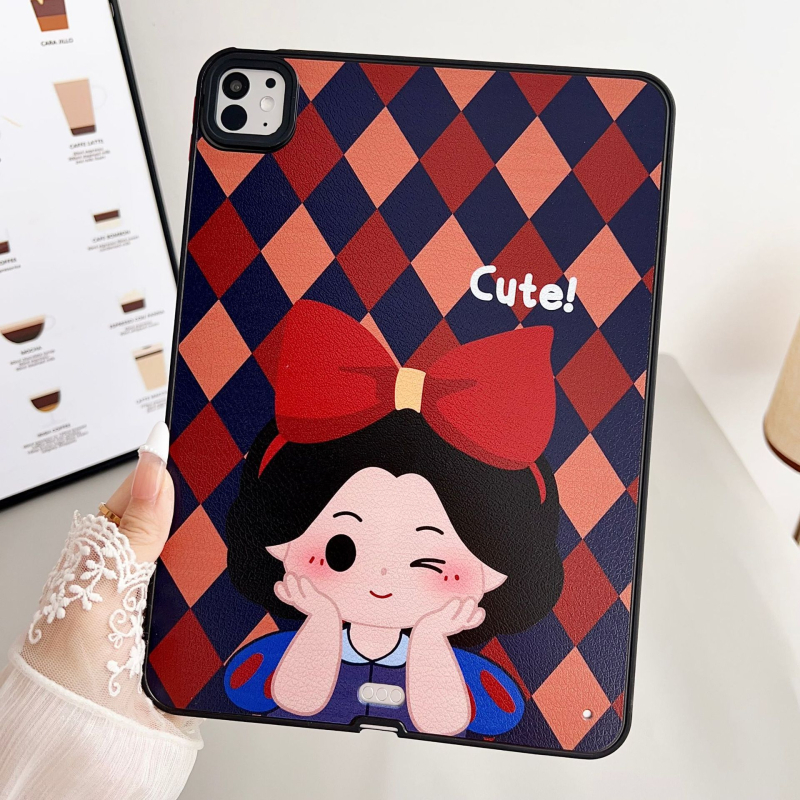 TX iPad Pro védőtok – átlátszó kemény héj, dombornyomott mesés hercegnő dizájn, TPE anyag, hordozható ütésálló védelem