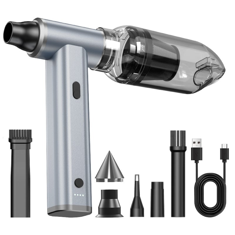 USB kaasaskantav tolmu­puhur PC-korpuse ja klaviatuuril, harjateta mootor, sisseehitatud >6000 mAh aku, USB laadimine, alumiiniumist korpus, sujuv õhuvoolu kiiruse reguleerimine