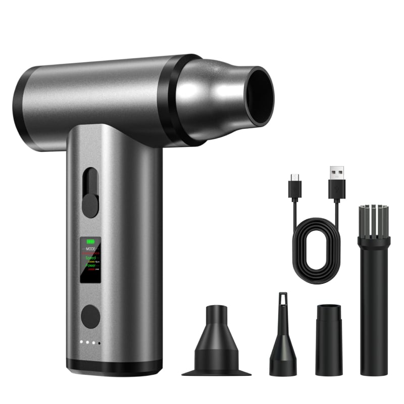 USB kaasaskantav tolmu­puhur PC-korpuse ja klaviatuuril, harjateta mootor, sisseehitatud >6000 mAh aku, USB laadimine, alumiiniumist korpus, sujuv õhuvoolu kiiruse reguleerimine
