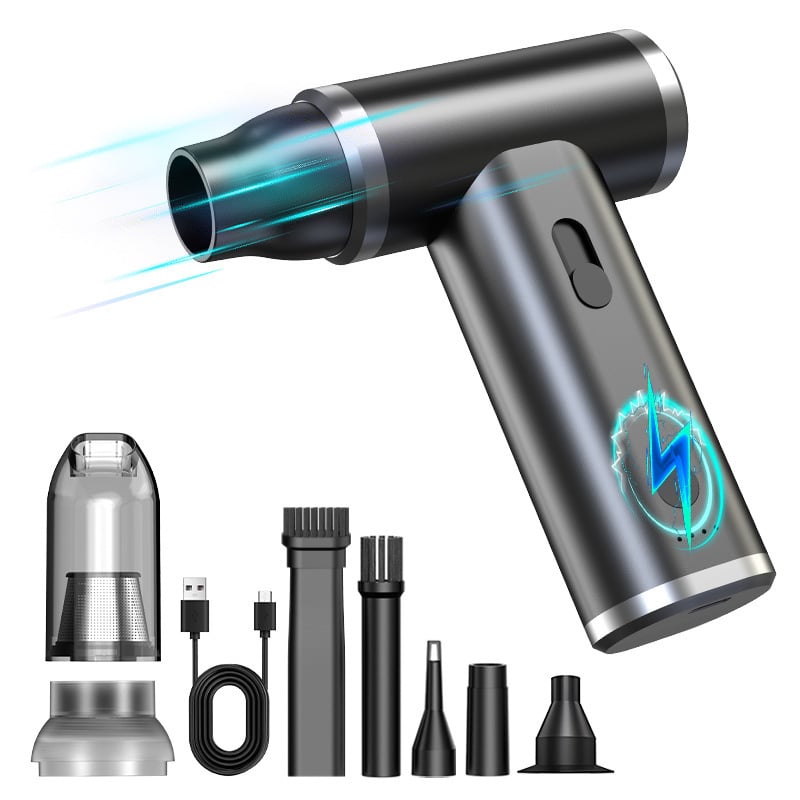 USB kaasaskantav tolmu­puhur PC-korpuse ja klaviatuuril, harjateta mootor, sisseehitatud >6000 mAh aku, USB laadimine, alumiiniumist korpus, sujuv õhuvoolu kiiruse reguleerimine