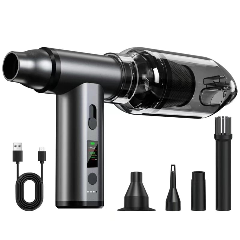 USB kaasaskantav tolmu­puhur PC-korpuse ja klaviatuuril, harjateta mootor, sisseehitatud >6000 mAh aku, USB laadimine, alumiiniumist korpus, sujuv õhuvoolu kiiruse reguleerimine