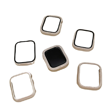 Carcasă de protecție Apple Watch, acoperire completă, cu cristale, material PC, compatibilă cu Series 9/8, SE și 10 Gen