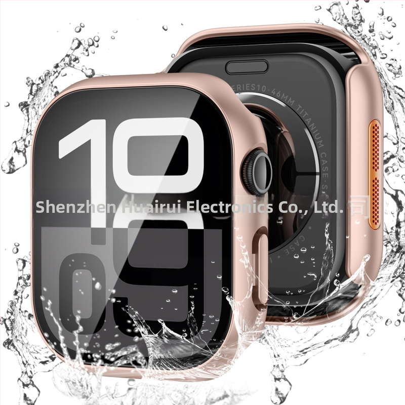 Husă protecție Apple Watch S10 – impermeabilă, rezistentă la căderi și praf, film protector integrat, material PC+ sticlă