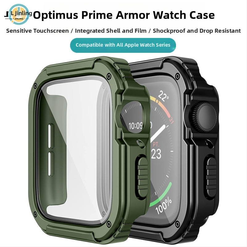 Optimus Prime aizsarg vāciņš Apple Watch - Integrēts PC+TPU+stikla korpuss ar ekrāna aizsargu; triecienizturīgs, četru stūru aizsardzība; saderīgs ar visiem Apple Watch modeļiem