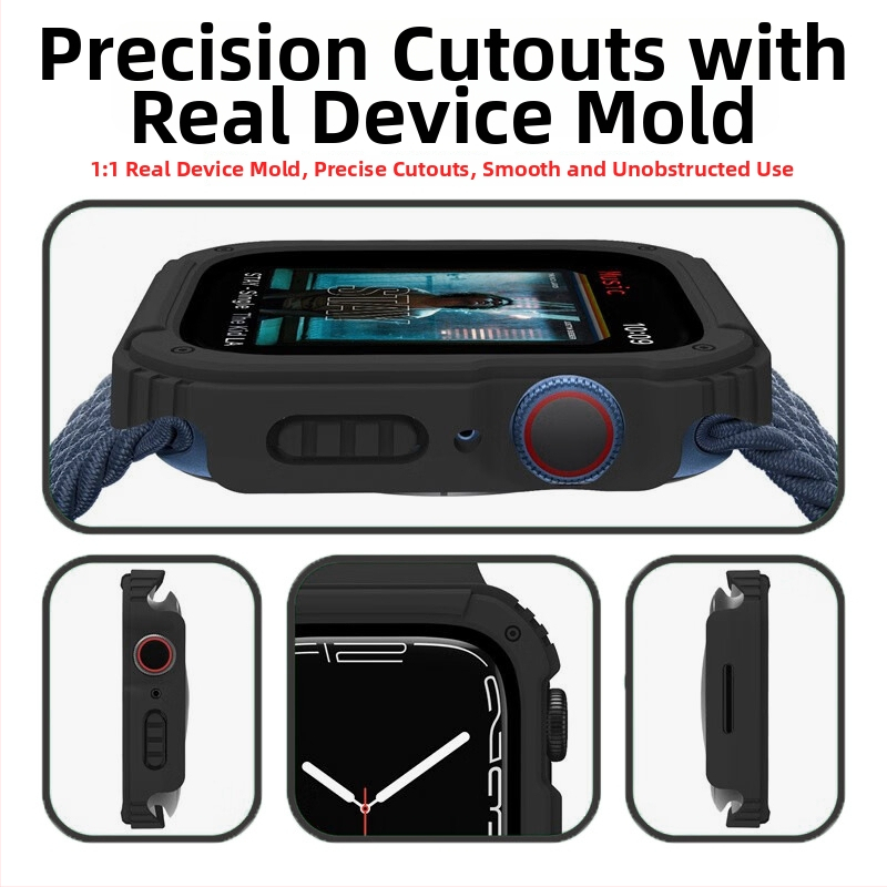 Optimus Prime aizsarg vāciņš Apple Watch - Integrēts PC+TPU+stikla korpuss ar ekrāna aizsargu; triecienizturīgs, četru stūru aizsardzība; saderīgs ar visiem Apple Watch modeļiem