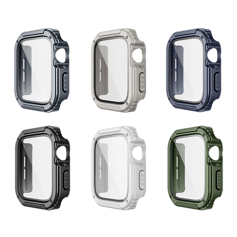 Optimus Prime aizsarg vāciņš Apple Watch - Integrēts PC+TPU+stikla korpuss ar ekrāna aizsargu; triecienizturīgs, četru stūru aizsardzība; saderīgs ar visiem Apple Watch modeļiem