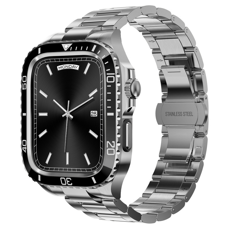 Θωρακισμένη θήκη Apple Watch, Ανοξείδωτος χάλυβας, 22mm διεπαφή, Αγκράφα πεταλούδας, Για Apple Watch, Μοντέρνο στυλ